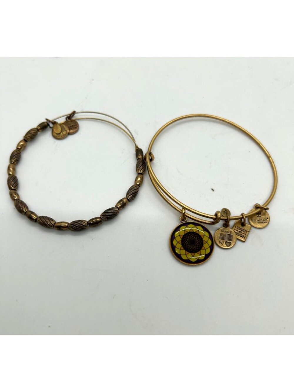 Lot Of 10 Gold-Tone Bracelets 4 Alex And Ani 1 Avon 1 Wind And Fire - Picture 2 of 10